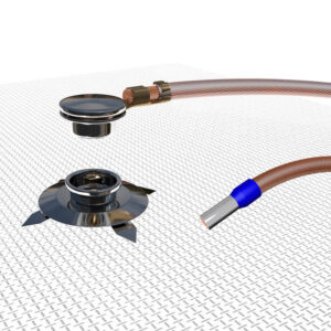 Earthing cable with push-button and wire end sleeve for textiles